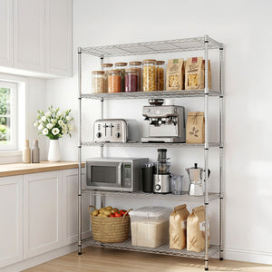 Kitchen Storage Rack | 5-Tier Adjustable Metal Shelving | 120 x 45 x 179cm