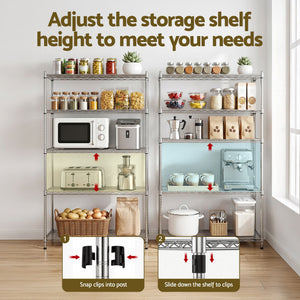 Kitchen Storage Rack | 5-Tier Adjustable Metal Shelving | 120 x 45 x 179cm