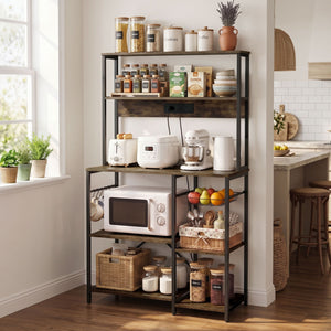 Kitchen Rack | 5-Tier Microwave Stand with Power Outlets | 90 x 153cm