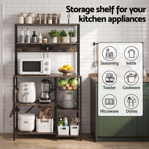 Kitchen Rack | 5-Tier Microwave Stand with Power Outlets | 90 x 153cm