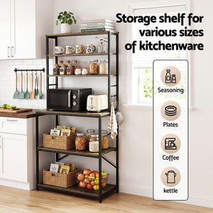 Kitchen Rack | 6-Tier Microwave Stand with 6 Hooks | 80 x 167cm