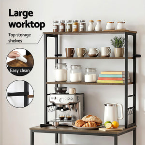 Kitchen Rack | 6-Tier Microwave Stand with 6 Hooks | 80 x 167cm