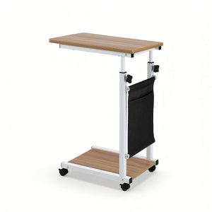 Adjustable Laptop Desk | Mobile Workstation Stand | 48cm | Oak Finish