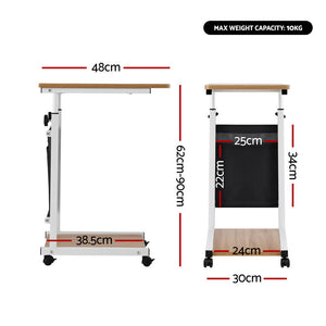 Adjustable Laptop Desk | Mobile Workstation Stand | 48cm | Oak Finish