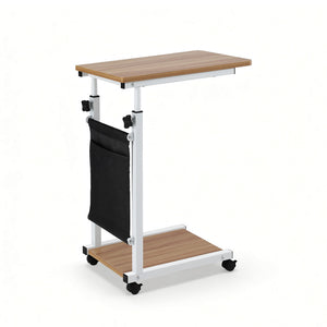 Adjustable Laptop Desk | Mobile Workstation Stand | 48cm | Oak Finish