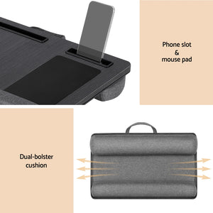 Lap Desk 55cm | Portable Laptop Table with Wrist Rest, Phone Slot & Mouse Pad | Black