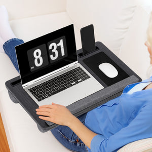 Lap Desk 55cm | Portable Laptop Table with Wrist Rest, Phone Slot & Mouse Pad | Black