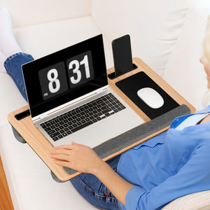 Lap Desk 55cm | Portable Laptop Table with Wrist Rest, Phone Slot & Mouse Pad