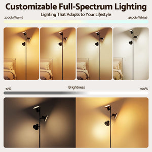RGB LED Floor Lamp | 3 Swivel Lights with Remote Control