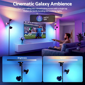 RGB LED Floor Lamp | 3 Swivel Lights with Remote Control