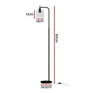 Floor Lamp | Light Stand | Modern Home | Living Room | Office Reading | Glass Shade Black