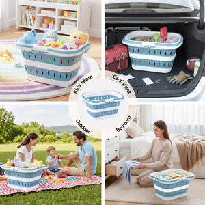 Laundry Basket Hamper | Large Foldable | Clothes Storage Organiser | Blue