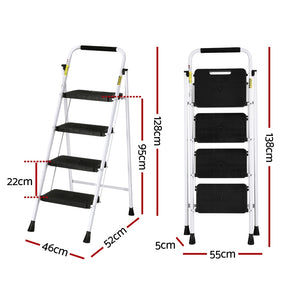 Giantz 4 Step Ladder Multi-Purpose Folding Steel Light Weight Platform