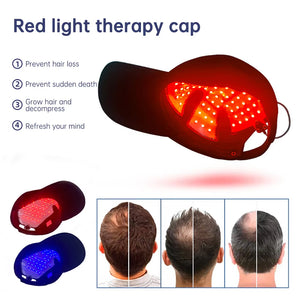 LED Hair Growth & Scalp Therapy Cap | 660nm Red & 470nm Blue Light | 48 High-Output LEDs | USB Rechargeable