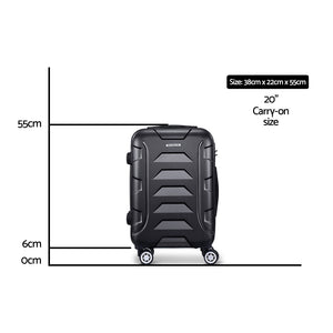 Wanderlite 20" 55cm Luggage Trolley Travel Suitcase Set | Hard Case | Lightweight | Strap