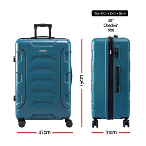 28" Hardshell Luggage | Lightweight Travel Case | TSA Lock | Teal