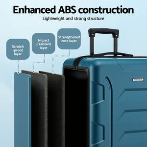 28" Hardshell Luggage | Lightweight Travel Case | TSA Lock | Teal