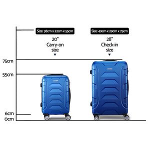 Wanderlite 2pc Luggage Trolley | Travel Suitcase Set | TSA | Hard Case | Lightweight | Blue