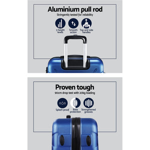 Wanderlite 2pc Luggage Trolley | Travel Suitcase Set | TSA | Hard Case | Lightweight | Blue