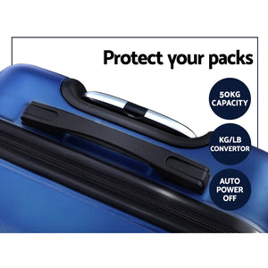 Wanderlite 2pc Luggage Trolley | Travel Suitcase Set | TSA | Hard Case | Lightweight | Blue