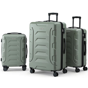 Luggage Set 3pc | Lightweight Hard Case | TSA | Grey & Green