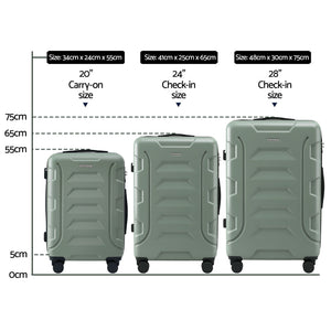 Luggage Set 3pc | Lightweight Hard Case | TSA | Grey & Green