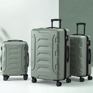 Luggage Set 3pc | Lightweight Hard Case | TSA | Grey & Green