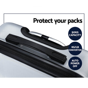 Wanderlite 3pc Luggage Trolley | Travel Suitcase Set | TSA | Hard Case Shell | Strap | Silver