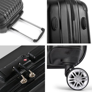 Wanderlite 24" 66cm Luggage Trolley Travel Set | Suitcase | Carry On | Hard Case | TSA Lock | Lightweight | Black