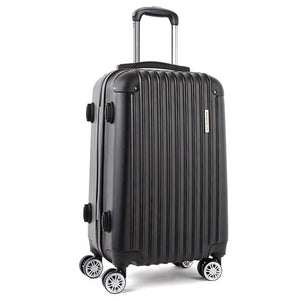 Wanderlite 28" 75cm Luggage Trolley Travel Set | Suitcase | Carry On | Hard Case | TSA Lock | Lightweight | Black