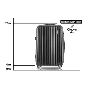 Wanderlite 28" 75cm Luggage Trolley Travel Set | Suitcase | Carry On | Hard Case | TSA Lock | Lightweight | Black