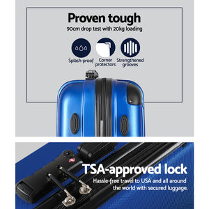 Wanderlite 28" 75cm Luggage Trolley Travel Suitcase Set | Carry On | Hard Case | TSA Lock | Lightweight | Blue