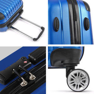 Wanderlite 28" 75cm Luggage Trolley Travel Suitcase Set | Carry On | Hard Case | TSA Lock | Lightweight | Blue