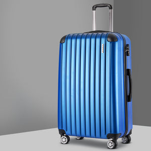 Wanderlite 28" 75cm Luggage Trolley Travel Suitcase Set | Carry On | Hard Case | TSA Lock | Lightweight | Blue