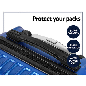 Wanderlite 2pc Luggage Trolley | Travel Set | Suitcase | Carry On | TSA | Hard Case | Lightweight | Blue