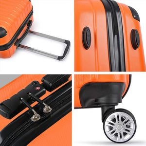 Wanderlite 3pc Luggage Trolley | Travel Set | Suitcase | Carry On | TSA Lock | Hard Case | Lightweight | Orange