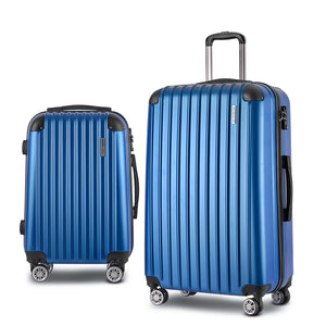Wanderlite 2pcs Luggage Trolley Set | Travel Suitcase | Carry On | Hard Case | Lightweight | Blue
