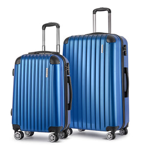 Wanderlite 2pcs Luggage Trolley Set | Travel Suitcase | Carry On | Hard Case | Lightweight | Blue