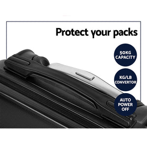Wanderlite 2pc Luggage Trolley Set | Suitcase Travel | TSA | Carry On | Hard Case | Lightweight | Black