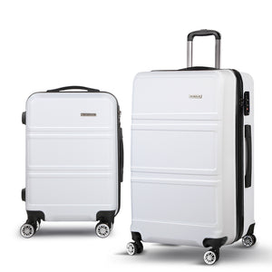 Wanderlite 2pc Luggage Trolley Set | Suitcase Travel | TSA | Carry On | Hard Case | Lightweight | White