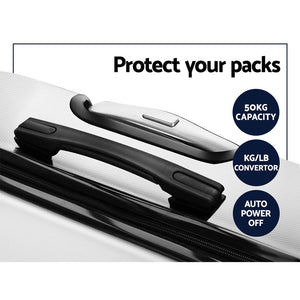 Wanderlite 2pc Luggage Trolley Set | Suitcase Travel | TSA | Carry On | Hard Case | Lightweight | White