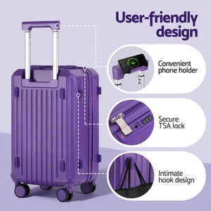 Trunk Luggage Set 2pc | 12" + 20" | TSA Lock | Purple