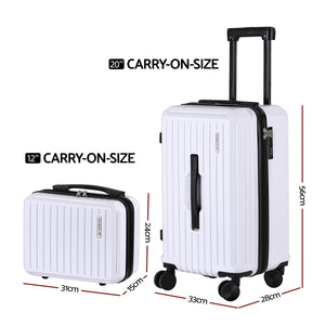 2pc Luggage Suitcase Set | 12in & 20in Carry On | TSA Lock | White