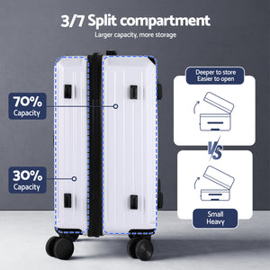2pc Luggage Suitcase Set | 12in & 20in Carry On | TSA Lock | White