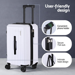 2pc Luggage Suitcase Set | 12in & 20in Carry On | TSA Lock | White
