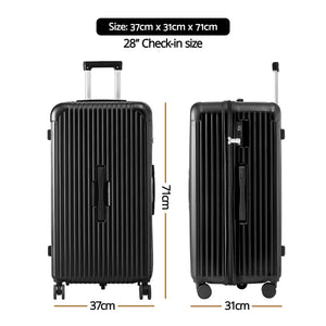 28in Luggage Suitcase | 5 Wheels | TSA Lock | Type-C Port | Black