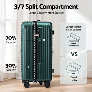 Trunk Luggage Suitcase | 28" | 5 Wheels | USB-C Port | TSA | Green