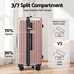 Travel Trunk Suitcase | 28" | 5 Wheels | Type-C Port | TSA | Rose Gold