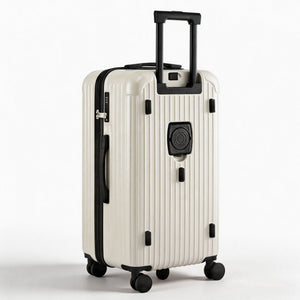 Wanderlite 28" Trunk Luggage Suitcase Travel 5 Wheels Type-C Port TSA Smoky White