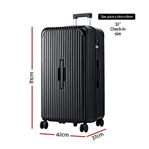 32" Trunk Suitcase | 5 Wheels | Type-C Port | TSA Lock | Black